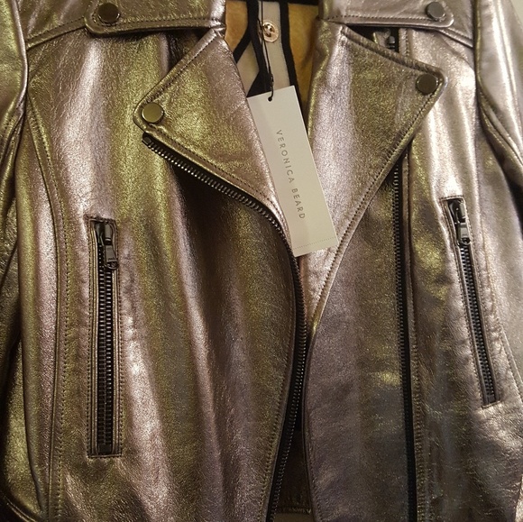 Mica Biker Metallic Leather Jacket - Picture 5 of 8